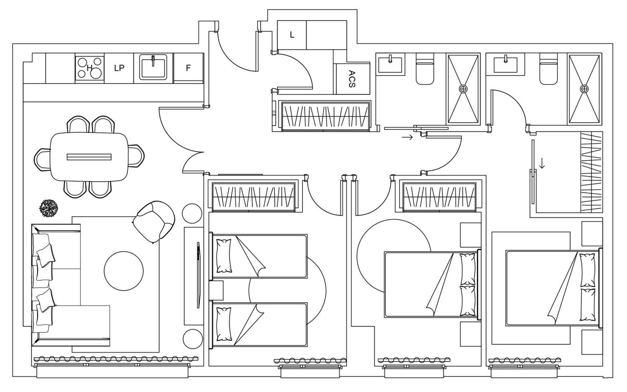 P&o 3bed Urban Sky Apartment *